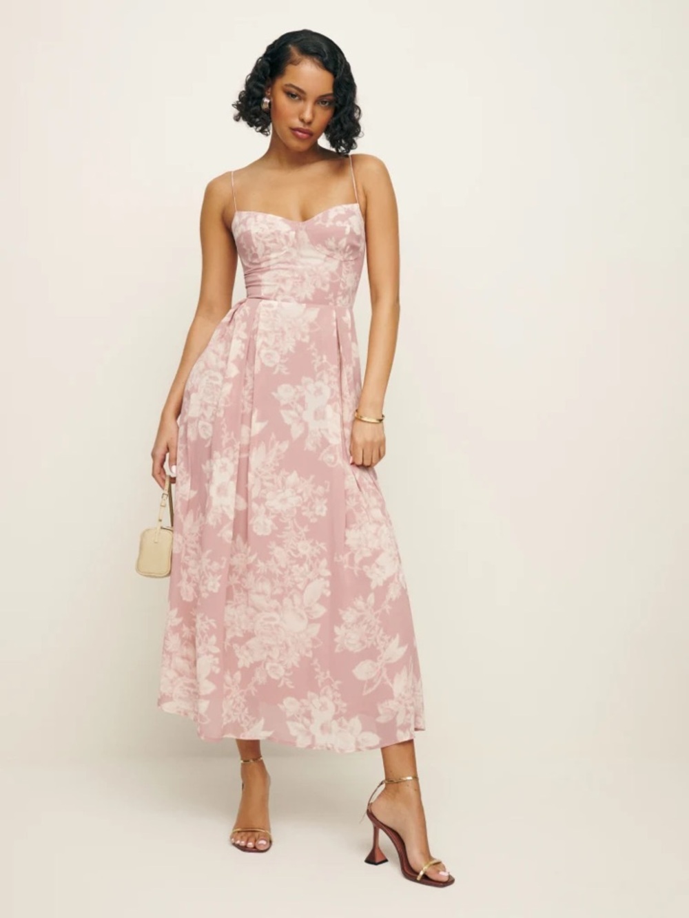 Reformation pink blush Jaelyn midi spaghetti strap Charity dress size 2 NWT